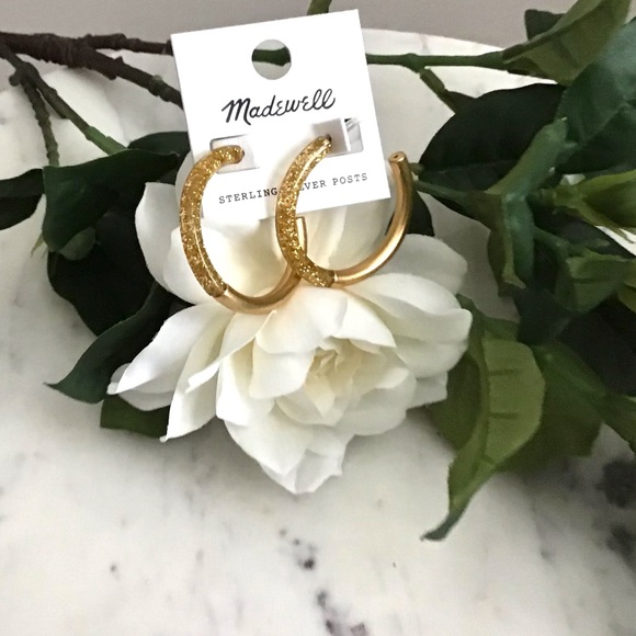Madewell Half Acetate Sparkly Hoop Earrings New With Tag - Picture 2 of 11